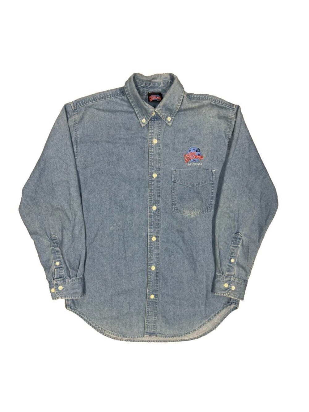 Vintage 90s Planet Hollywood Las Vegas Denim Shirt Long Sleeve Cotton XL